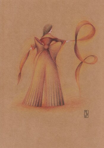 Mademoiselle et ses rubans by Hubert Ollivier, Drawing for Sale on Select
