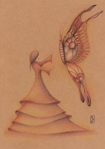 La nature lui donne des ailes by Hubert Ollivier, Drawing for Sale on Select