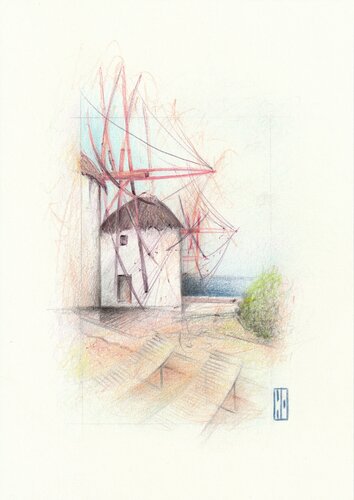 Cyclades I by Hubert Ollivier, Drawing for Sale on Select