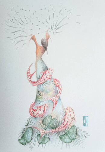 Sous les flots qui m'entrainent by Hubert Ollivier, Drawing for Sale on Select