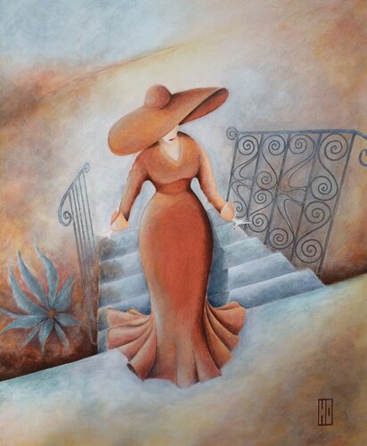 Le retour de l'élégante by Hubert Ollivier, Painting for Sale on Select