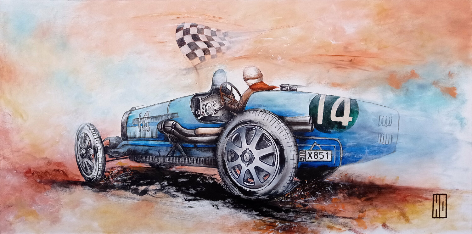 Bugatti numéro 14 Hubert Ollivier Original painting for sale