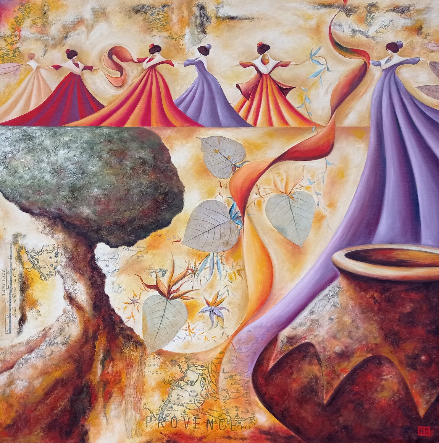 Pétales de fraicheur Hubert Ollivier Original painting for sale