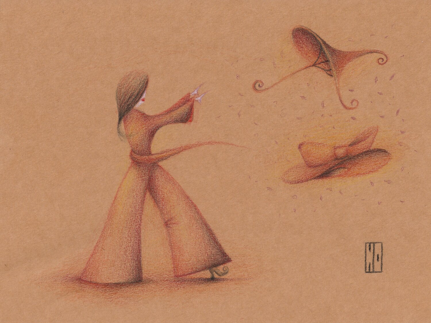 L'élégance à la plage Hubert Ollivier Drawing for sale