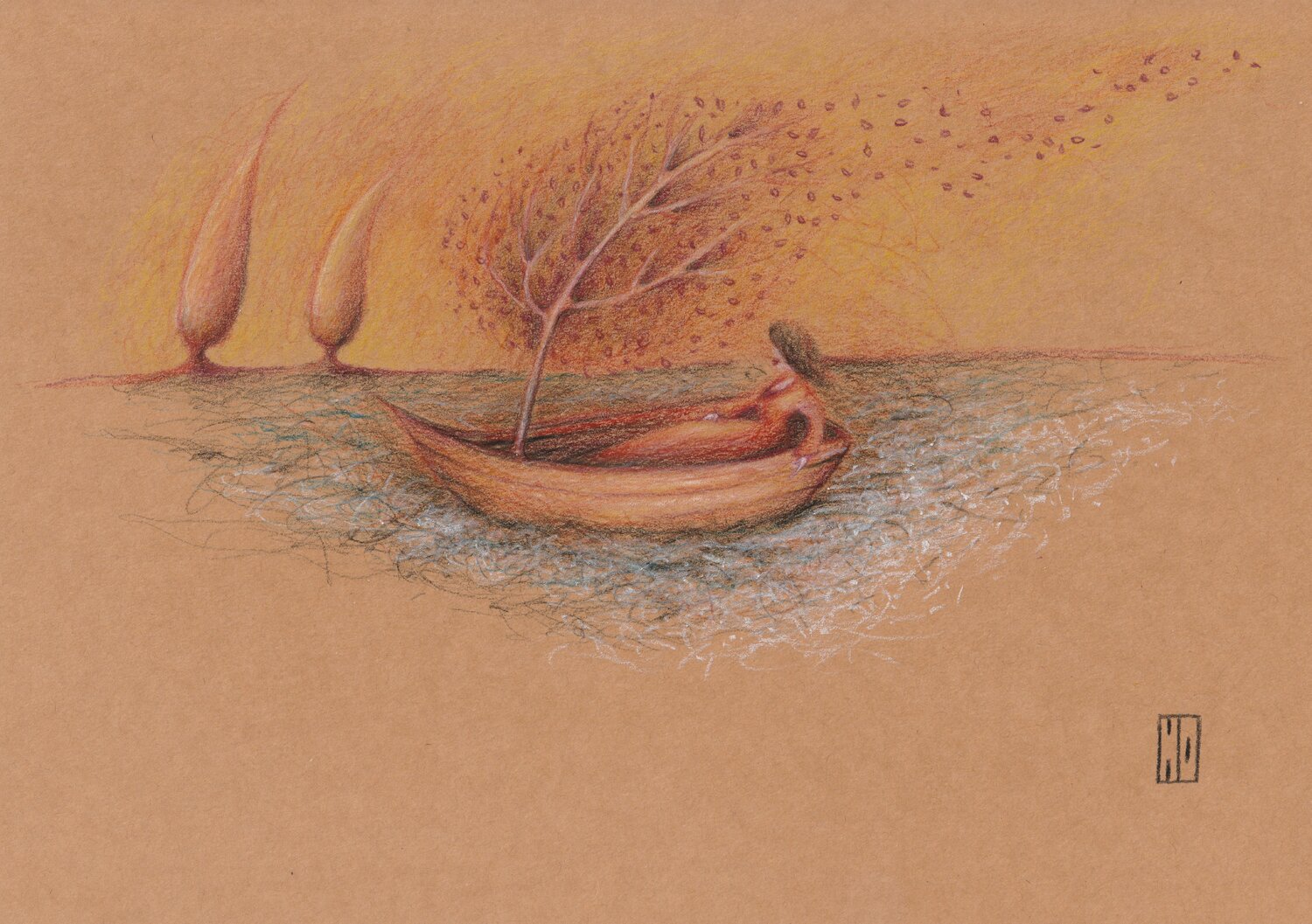 Chevelure naturelle Hubert Ollivier Drawing for sale
