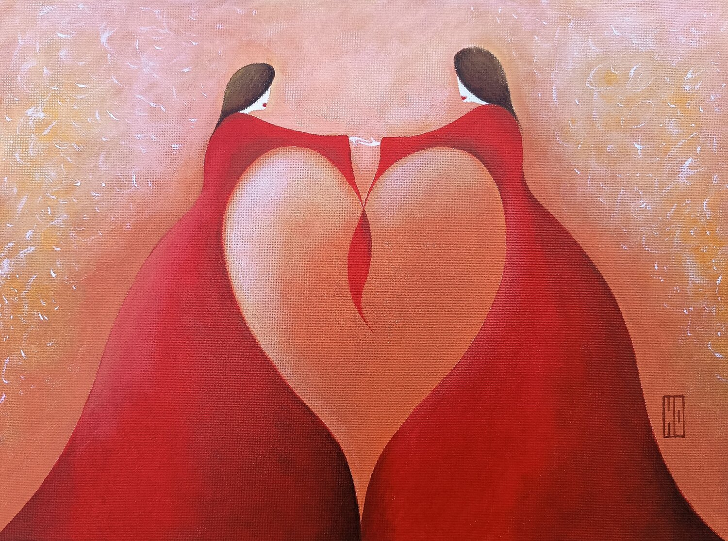 Dame de cœur Hubert Ollivier Original painting for sale