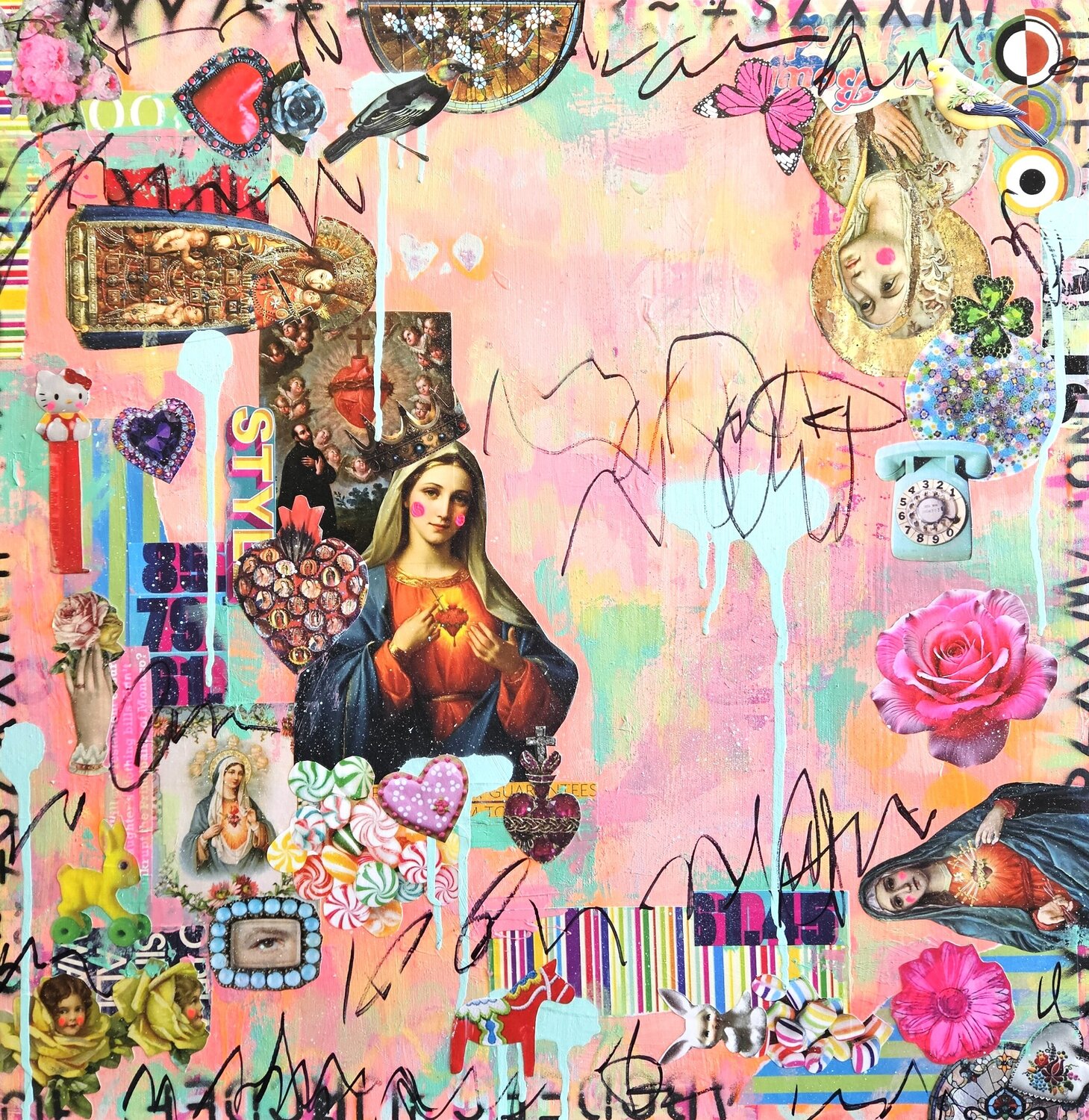 Mary Queen of Hearts Lorette C. Luzajic Original painting for sale