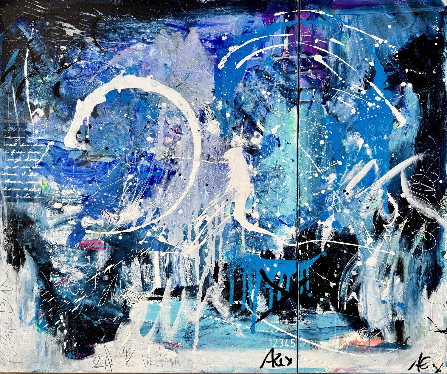 ME AND THE BIG WAVE / Diptychon Alexandra Machmar Original painting for sale