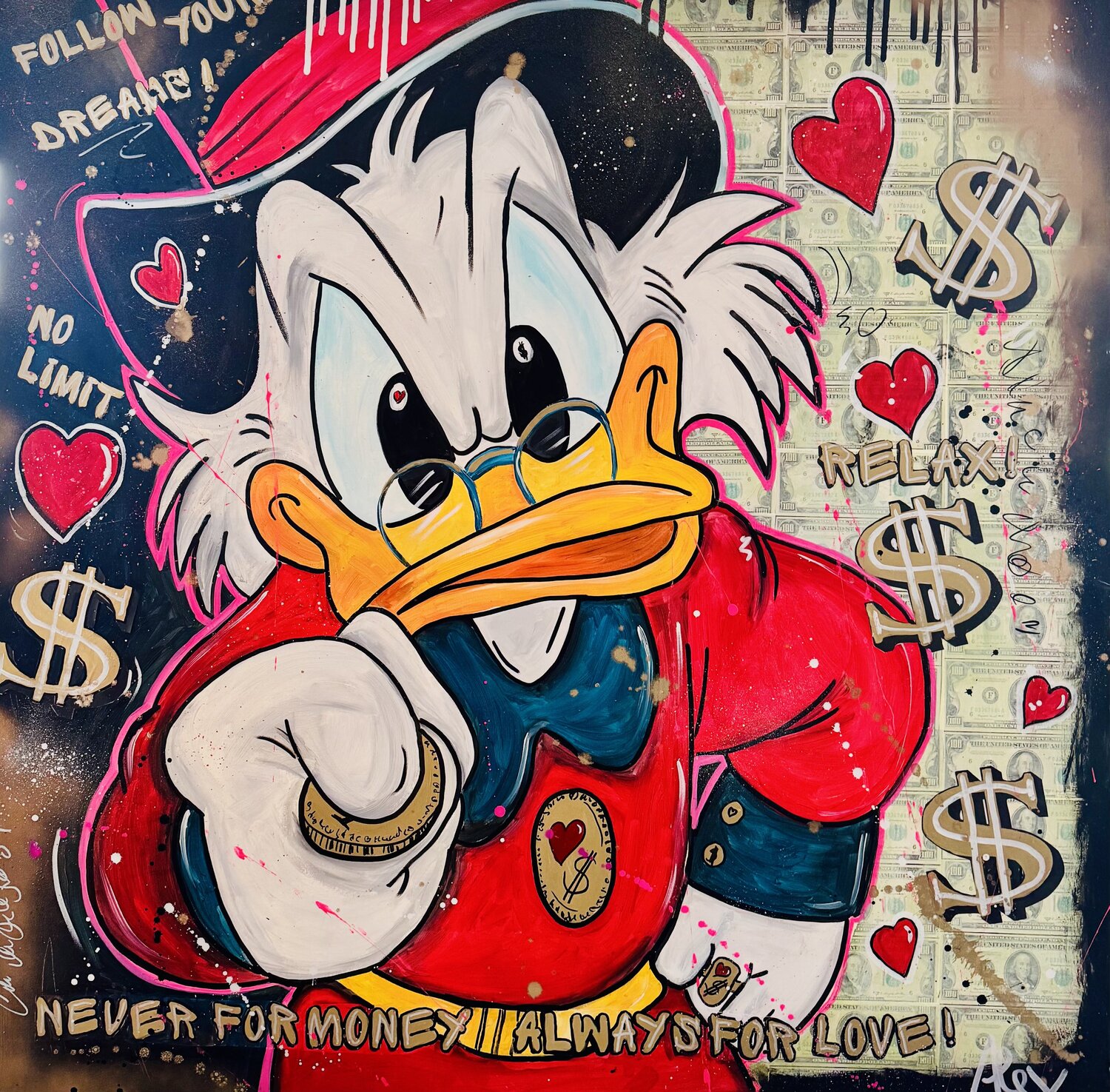 NEVER FOR MONEY ALWAYS FOR LOVE Alexandra Machmar Original painting for sale