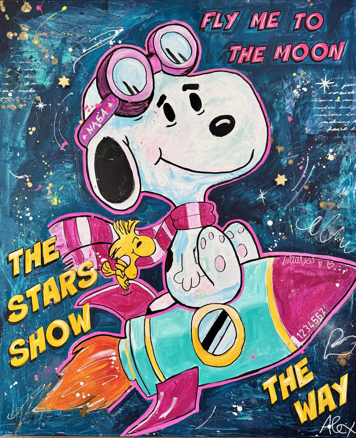 FLY ME TO THE MOON Alexandra Machmar Original painting for sale