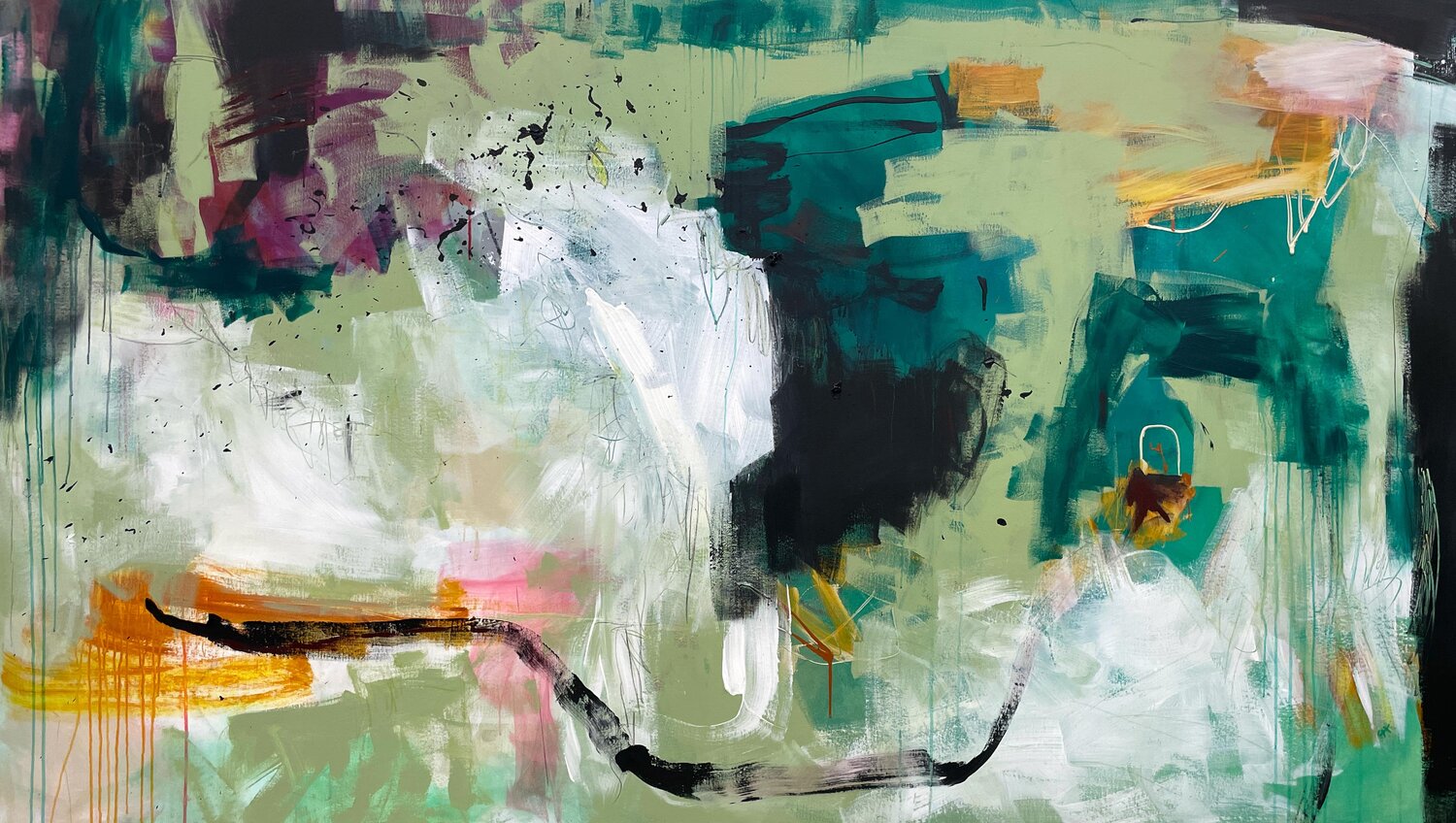 City Out Green In Cheryl Harrison Original painting for sale