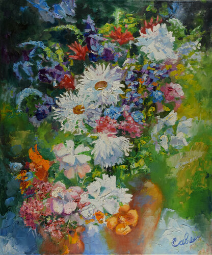 Flowers Painting Floral Original Art Sunny Bouquet by Natalya Savenkova, Painting for Sale on Select