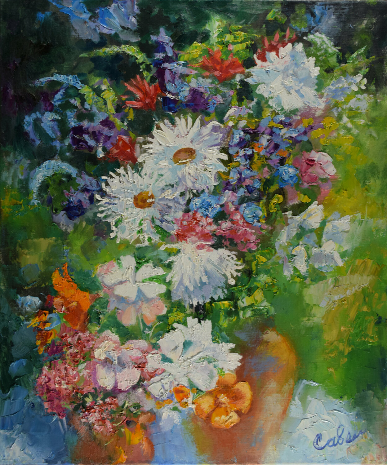 Flowers Painting Floral Original Art Sunny Bouquet Natalya Savenkova Original painting for sale
