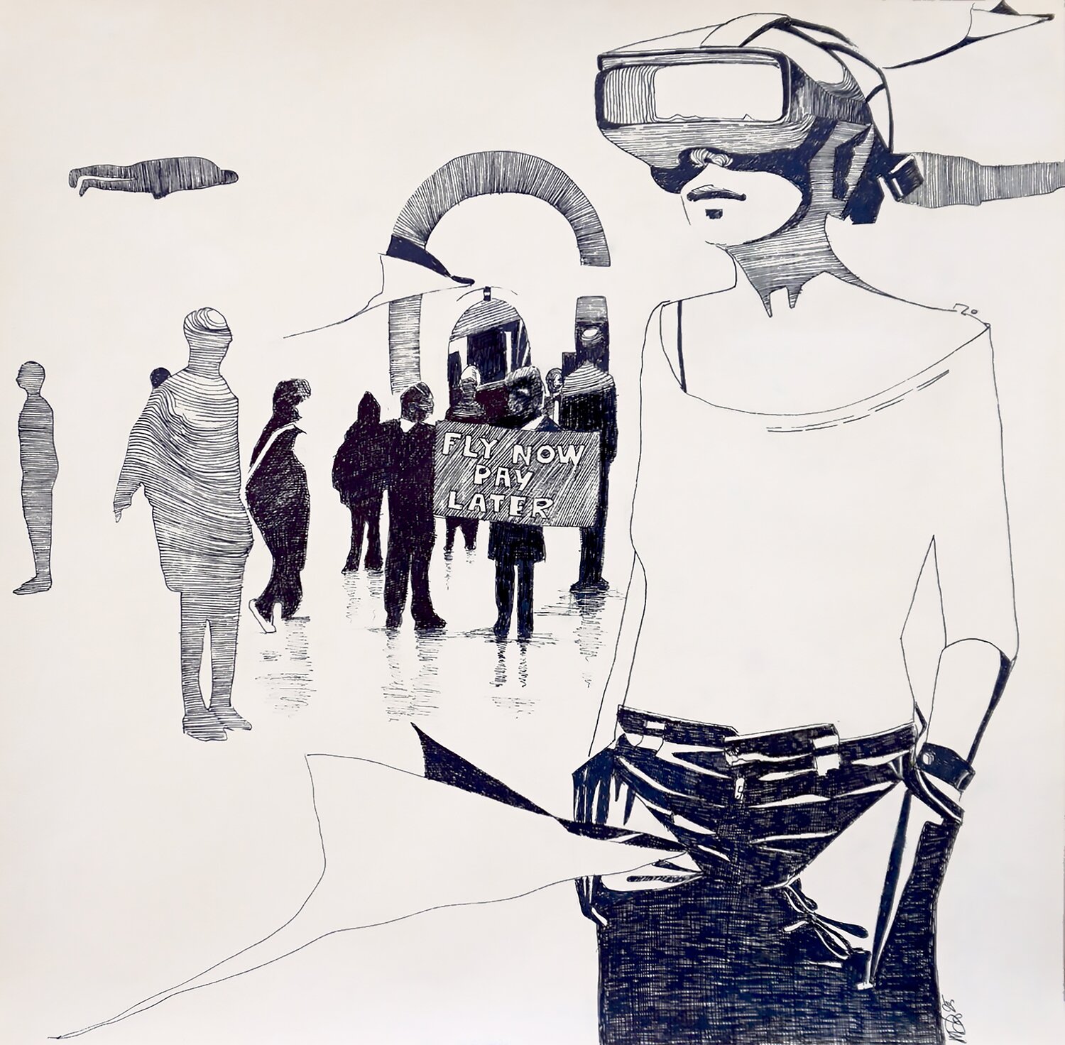 Fly Now Pay Later 02 (Wingless) Marit Otto Drawing for sale