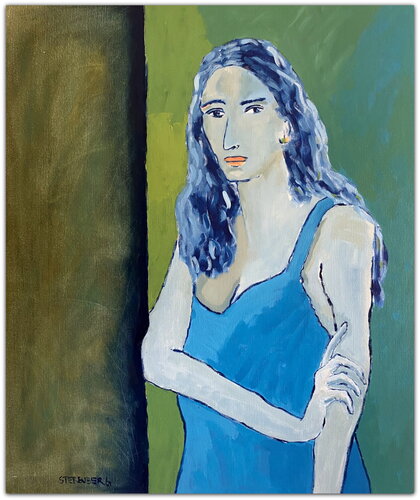Blue Dress 2 by Jacques Sterenberg, Painting for Sale on Select