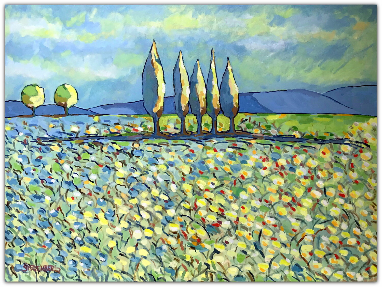 Sunset in the field Jacques Sterenberg Original painting for sale