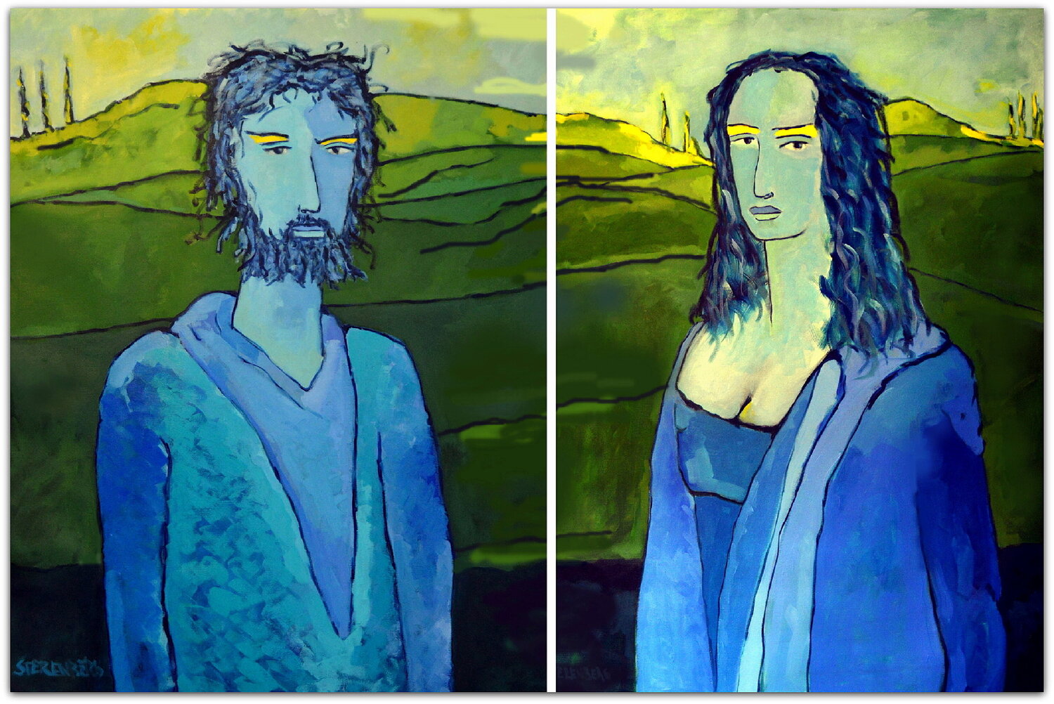 My Gioconda and her Friend Jacques Sterenberg Original painting for sale