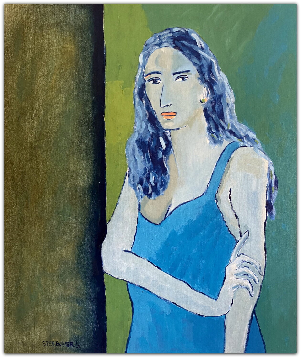 Blue Dress 2 Jacques Sterenberg Original painting for sale