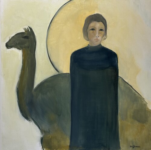 La marcheuse du silence doré by myriam de LAFFOREST, Painting for Sale on Select