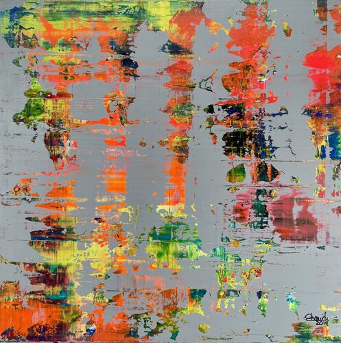 SMALL ABSTRACT WITH GREY ON ALU DIBOND by Ludwig Kranich, Painting for Sale on Select