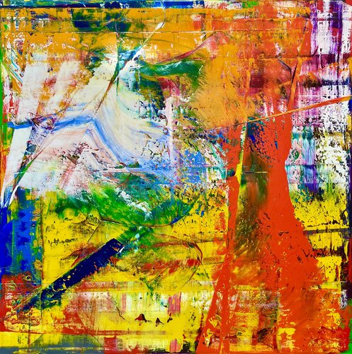 LARGE SQUARE ABSTRACT WITH GREY by Ludwig Kranich, Painting for Sale on Select