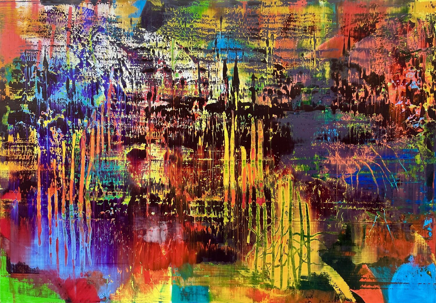 GLOWING LARGE ABSTRACT Ludwig Kranich Original painting for sale