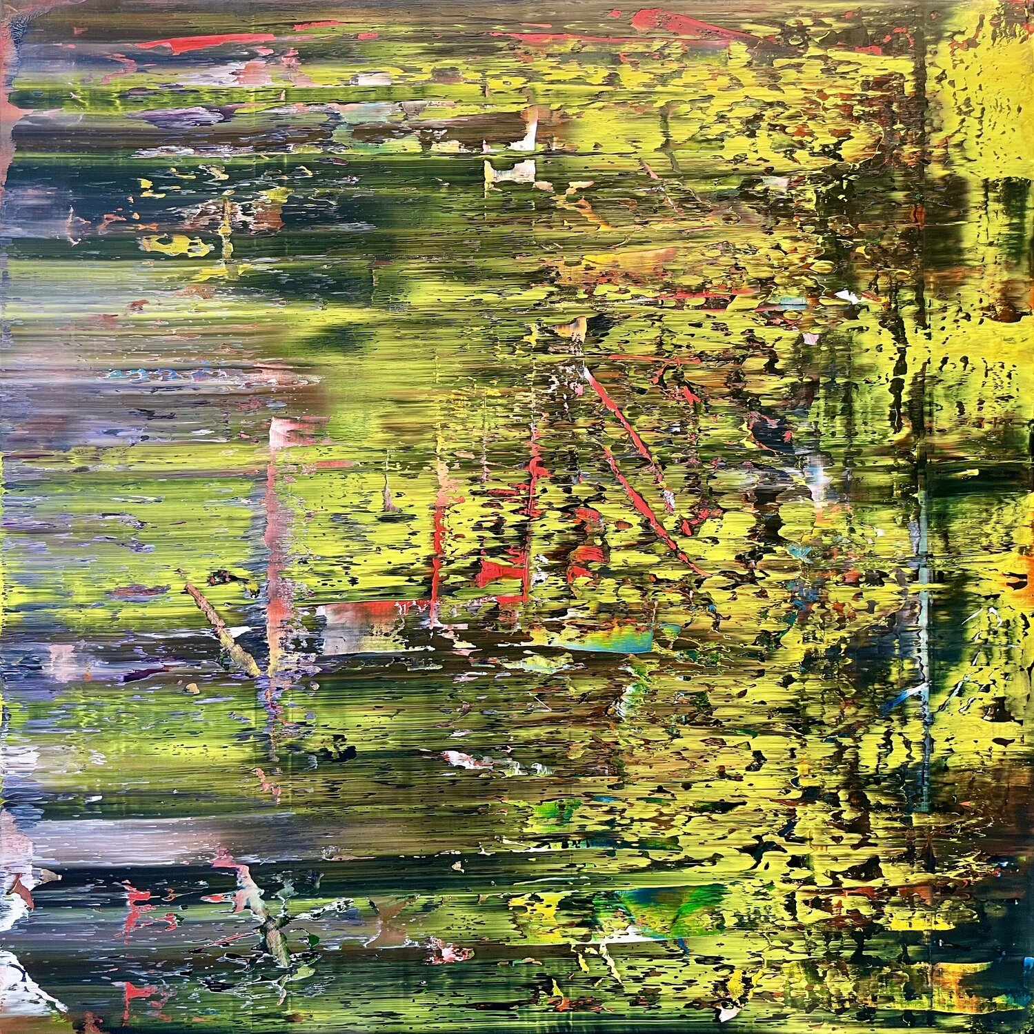 ABSTRAKTES BILD MIT GELB UND SCHWARZ Ludwig Kranich Original painting for sale