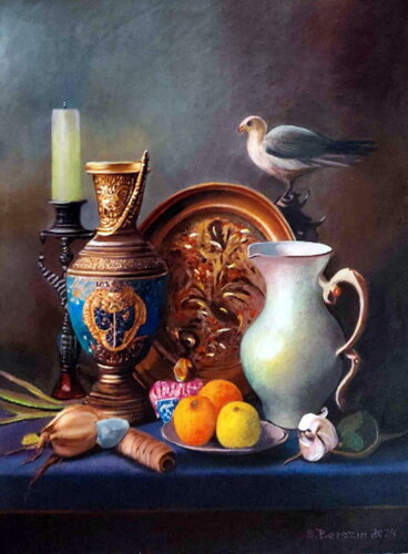 Still life with a bird of paradise by Serhiy Berezin, Painting for Sale on Select
