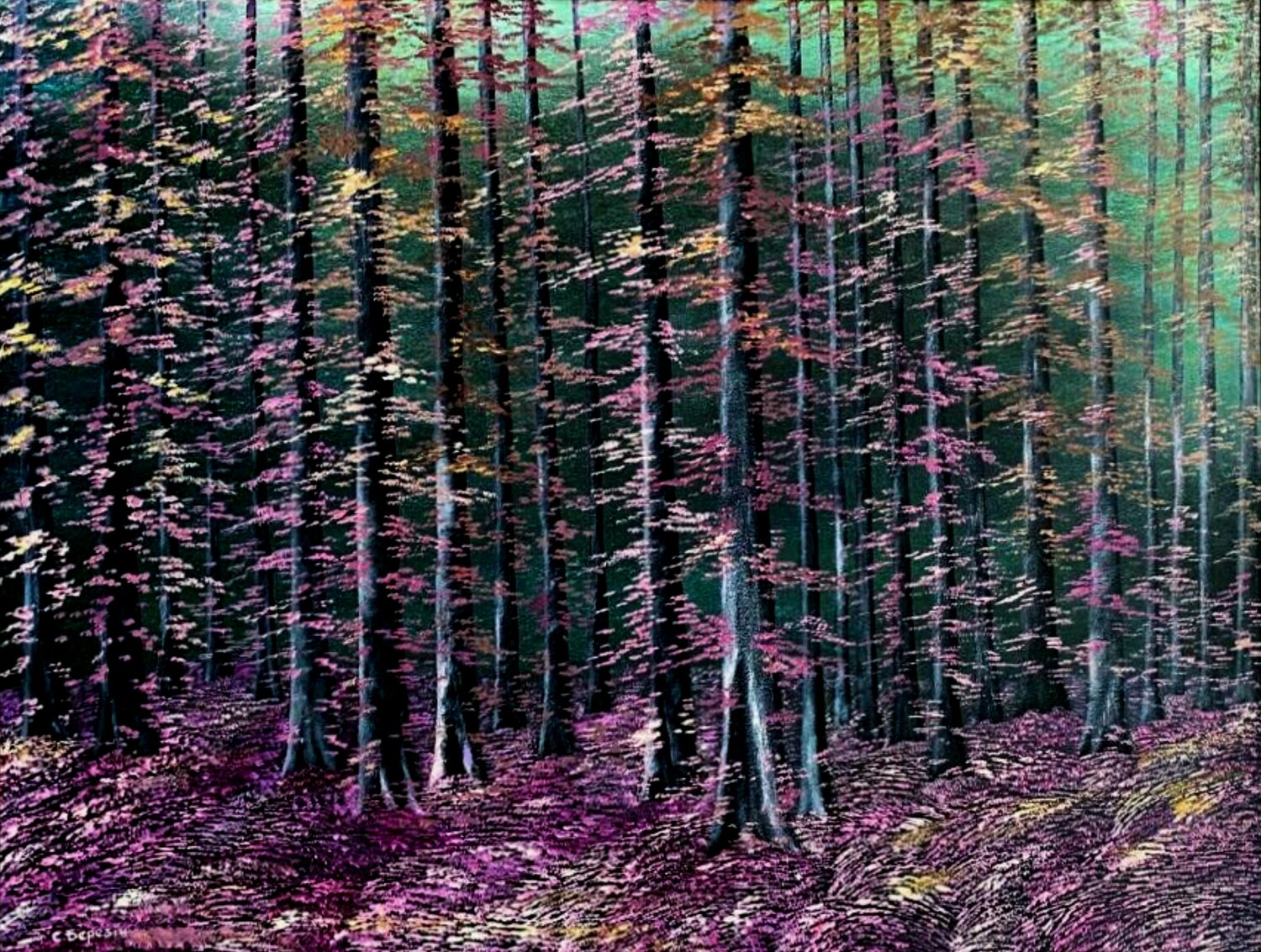Lilac forest. 1996 year. Serhiy Berezin Original painting for sale