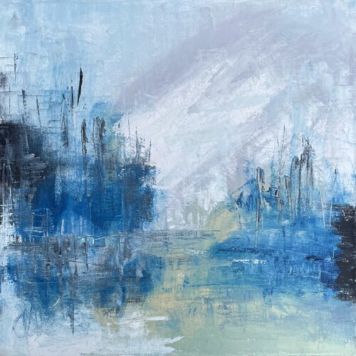 Walls of sticks on water by Mariam Qureshi, Painting for Sale on Select