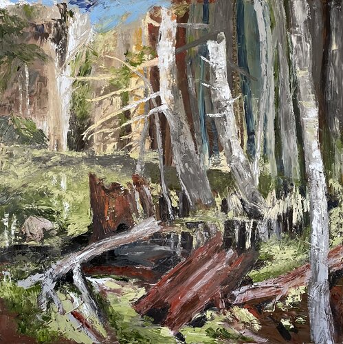 Memories of the rugged forest by Mariam Qureshi, Painting for Sale on Select