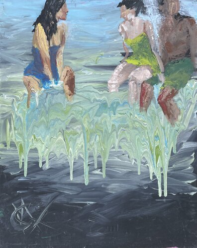 Wet on grass by Mariam Qureshi, Painting for Sale on Select