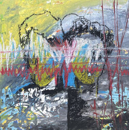 Reading the silence, painting von Mariam Qureshi, Malerei kaufen auf Select