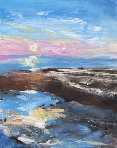 Lights of pink dusk von Mariam Qureshi, Malerei kaufen auf Select