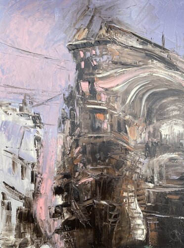 The city moves by Mariam Qureshi, Painting for Sale on Select