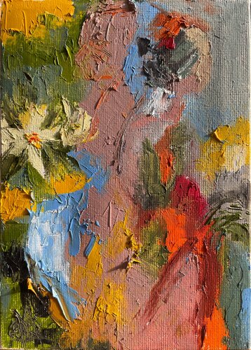 Among the flowers by Mariam Qureshi, Painting for Sale on Select