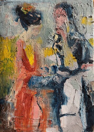 Picnic converstaions by Mariam Qureshi, Painting for Sale on Select