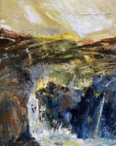 The golden horizon by Mariam Qureshi, Painting for Sale on Select