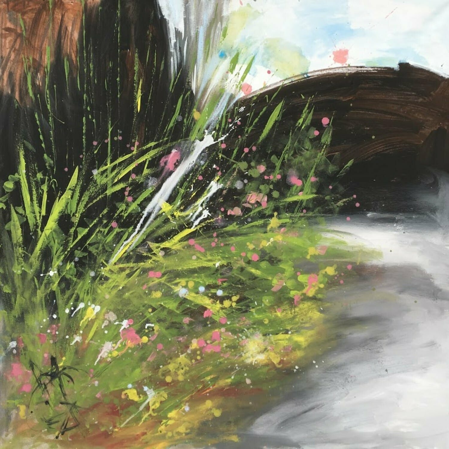 Spontanious splashes of grass Mariam Qureshi Original painting for sale