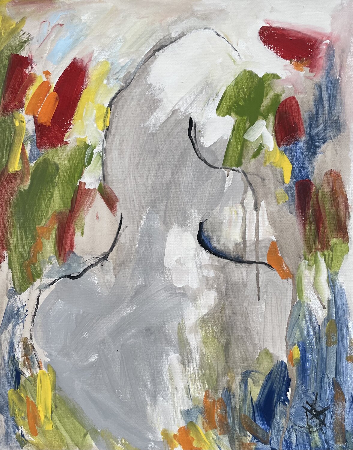 Flowers in my ponytail Mariam Qureshi Original painting for sale