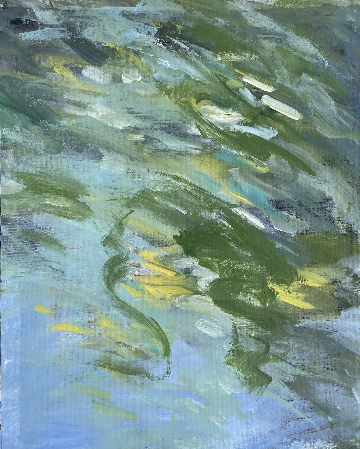Quiet Currents – Japanese Pond Abstract Mariam Qureshi Original painting for sale