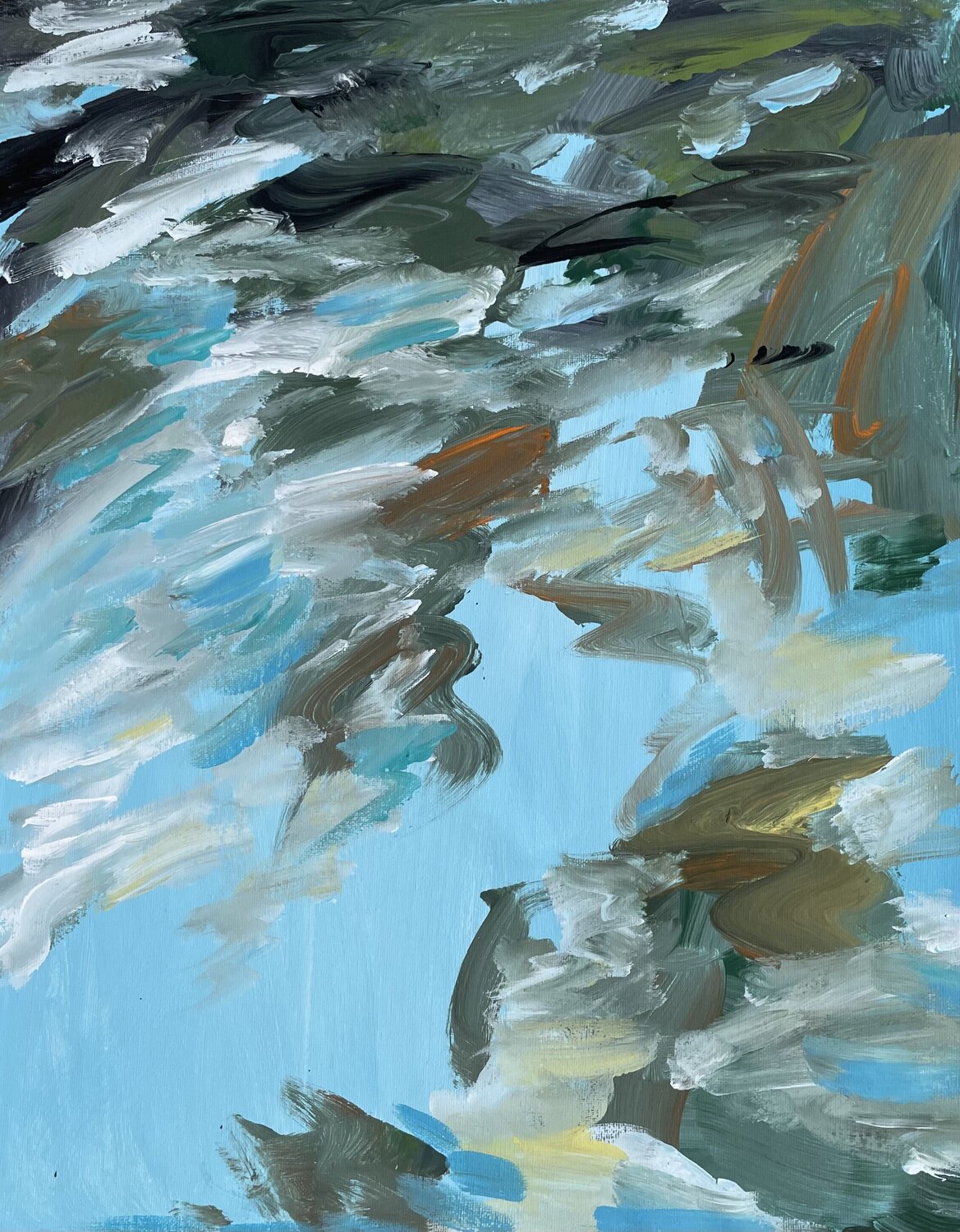 Dappled Reflections – Abstract Acrylic Water Surface Painting Mariam Qureshi Original painting for sale