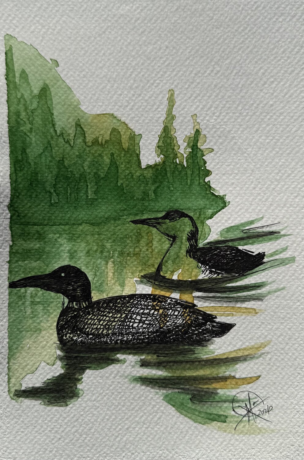 The wake of the pond, study 2 Mariam Qureshi Drawing for sale