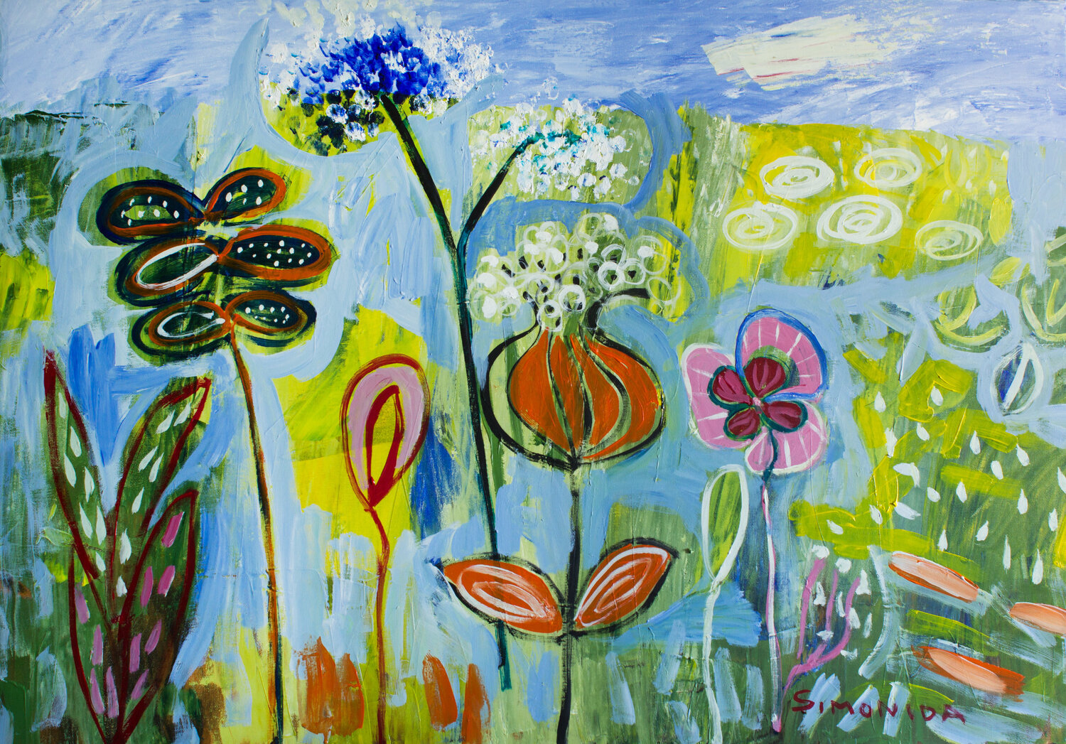 Bird song from childhood Simonida Djordjevic Original painting for sale