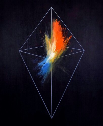 In Bloom No.2 Orange and Blue by Daisuke Ujuan, Painting for Sale on Select
