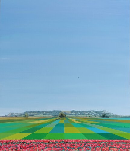 Cerros del Camino Viejo y amapolas by Marietta Negueruela, Painting for Sale on Select