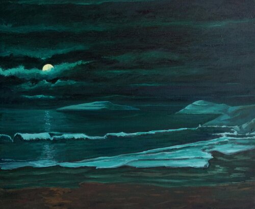 Esa luna en el Mediterráneo by Marietta Negueruela, Painting for Sale on Select