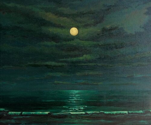 La luna en el mar riela, Nocturno II by Marietta Negueruela, Painting for Sale on Select