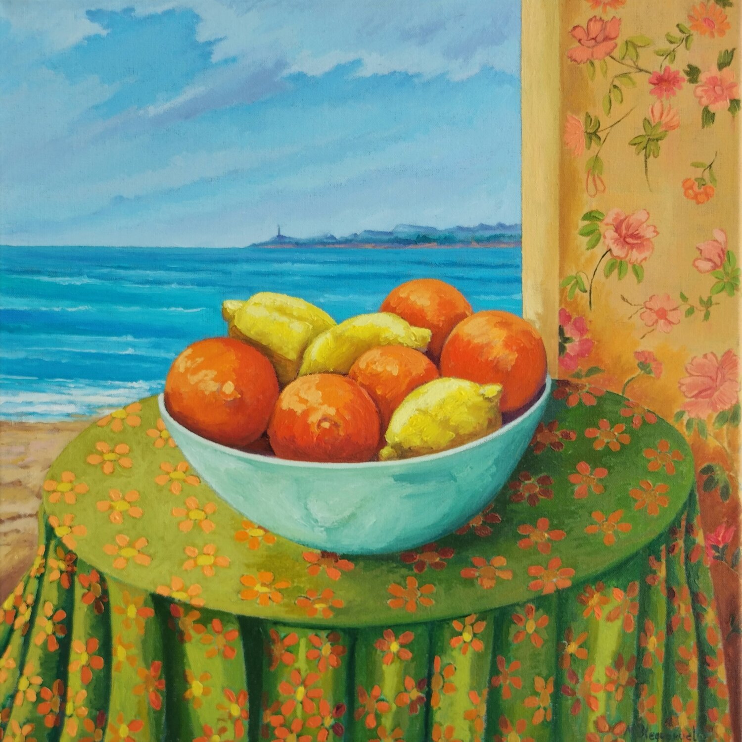 Naranjas y limones en casa mallorquina Marietta Negueruela Original painting for sale