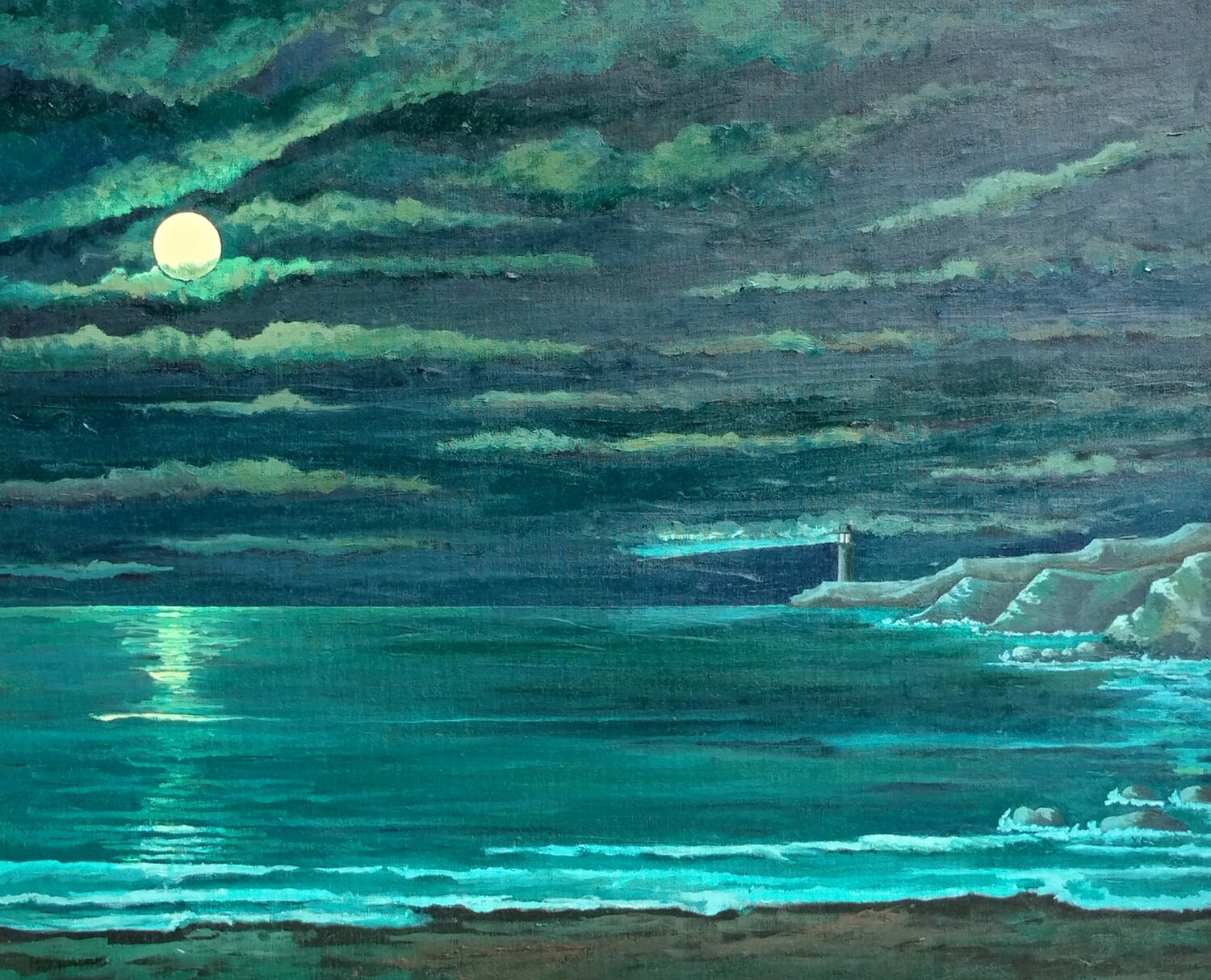 Faro con mar en calma Marietta Negueruela Original painting for sale